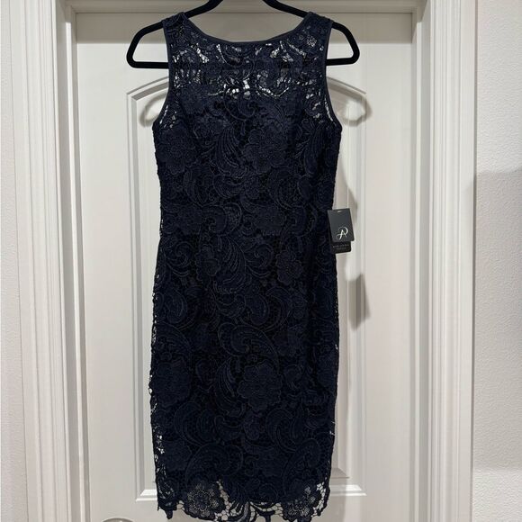 Adrianna Papell | Elegant Navy Lace Dress | Size: 2 | NWT - Picture 4 of 14